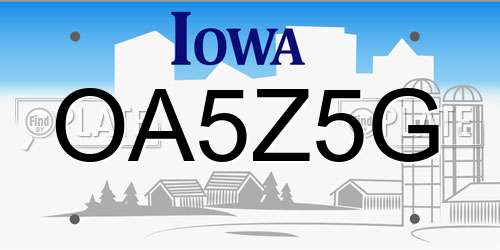 OA5Z5G Iowa License Plate