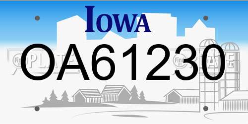 OA61230 Iowa License Plate
