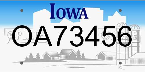 OA73456 Iowa License Plate