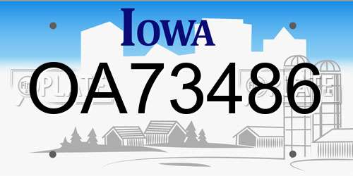 OA73486 Iowa License Plate