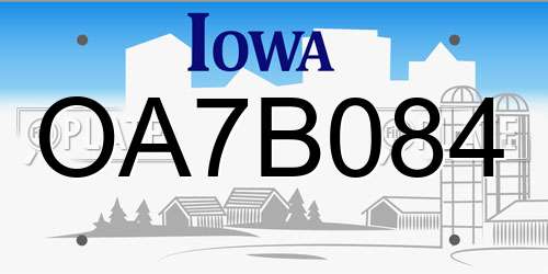 OA7B084 Iowa License Plate
