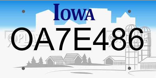 OA7E486 Iowa License Plate