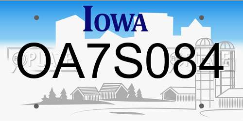 OA7S084 Iowa License Plate