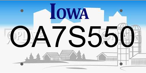 OA7S550 Iowa License Plate
