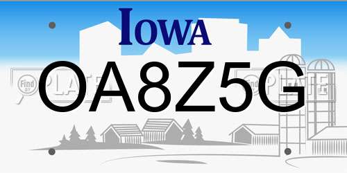 OA8Z5G Iowa License Plate