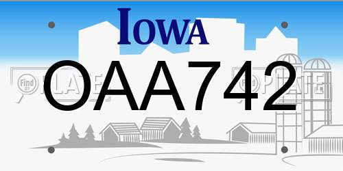 OAA742 Iowa License Plate