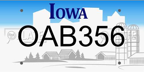 OAB356 Iowa License Plate