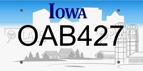 OAB427 Iowa License Plate