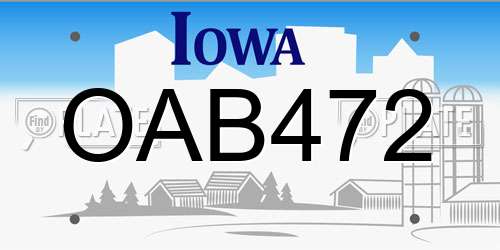 OAB472 Iowa License Plate