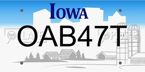 OAB47T Iowa License Plate