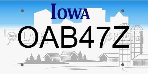 OAB47Z Iowa License Plate
