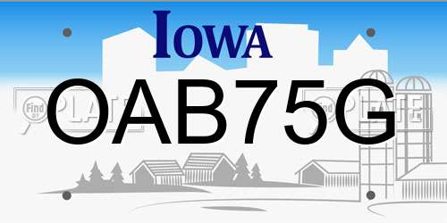 OAB75G Iowa License Plate