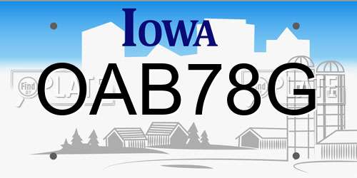 OAB78G Iowa License Plate