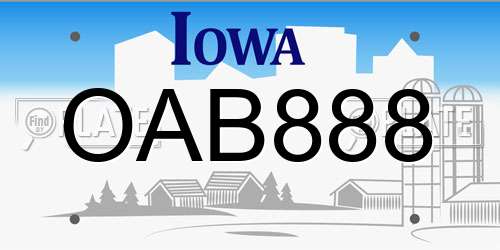 OAB888 Iowa License Plate