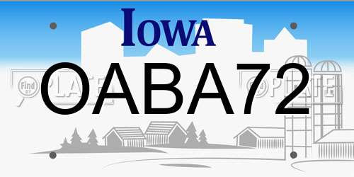 OABA72 Iowa License Plate