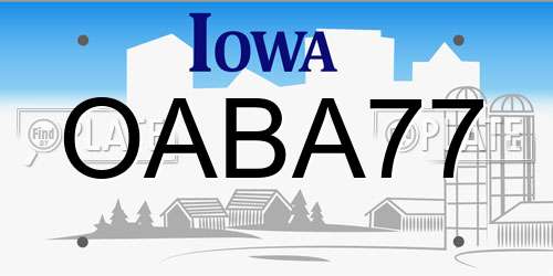 OABA77 Iowa License Plate