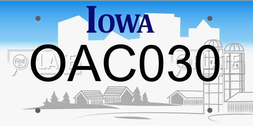 OAC030 Iowa License Plate
