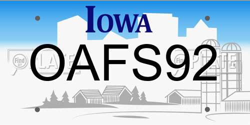 OAFS92 Iowa License Plate