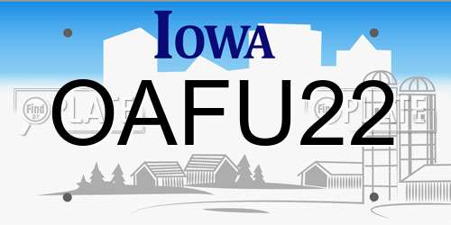 OAFU22 Iowa License Plate