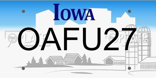 OAFU27 Iowa License Plate