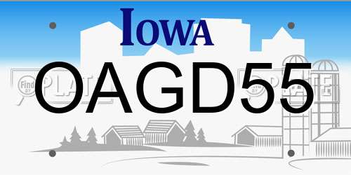 OAGD55 Iowa License Plate