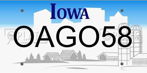 OAGO58 Iowa License Plate