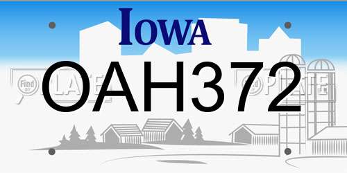 OAH372 Iowa License Plate
