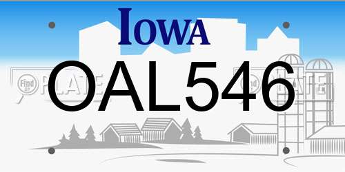 OAL546 Iowa License Plate