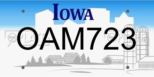 OAM723 Iowa License Plate
