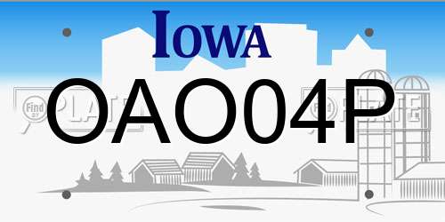 OAO04P Iowa License Plate