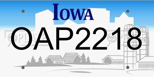 OAP2218 Iowa License Plate