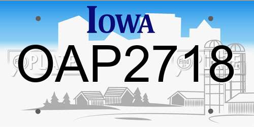 OAP2718 Iowa License Plate