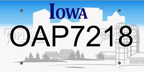 OAP7218 Iowa License Plate