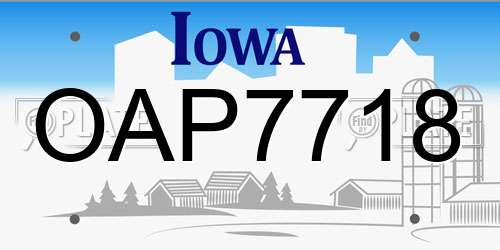 OAP7718 Iowa License Plate