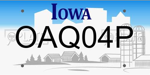 OAQ04P Iowa License Plate