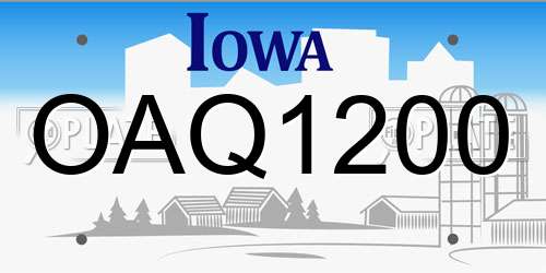 OAQ1200 Iowa License Plate