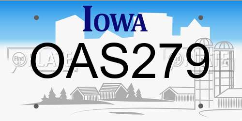 OAS279 Iowa License Plate