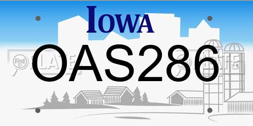 OAS286 Iowa License Plate