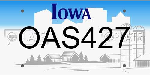 OAS427 Iowa License Plate
