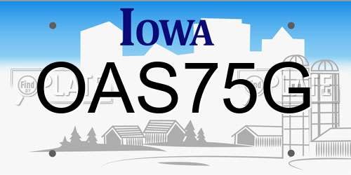 OAS75G Iowa License Plate