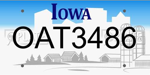 OAT3486 Iowa License Plate