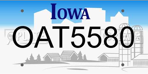 OAT5580 Iowa License Plate