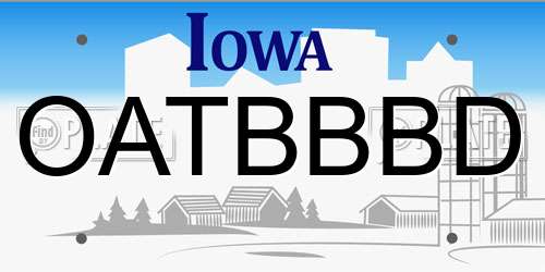 OATBBBD Iowa License Plate