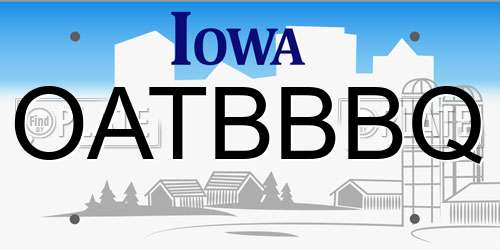 OATBBBQ Iowa License Plate