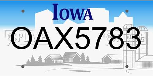OAX5783 Iowa License Plate