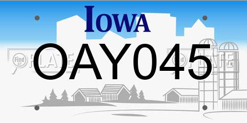 OAY045 Iowa License Plate