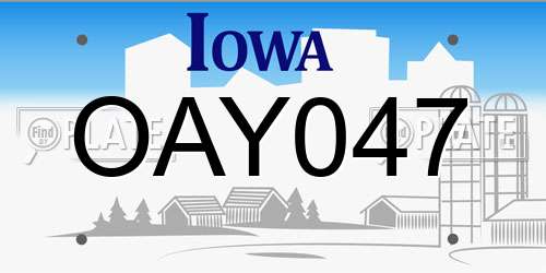 OAY047 Iowa License Plate