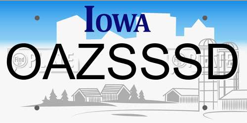 OAZSSSD Iowa License Plate