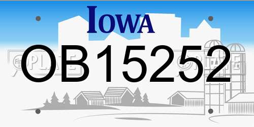 OB15252 Iowa License Plate