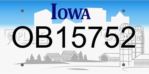 OB15752 Iowa License Plate